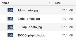 file sizes all the same